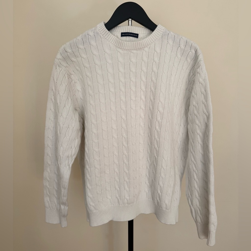 Brandy Melville White Cable Knit Oversized Sweater